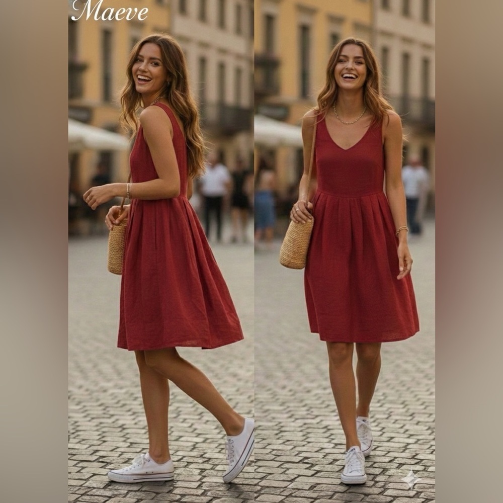 Maeve Red Sleeveless 100% Cotton Dress size 6